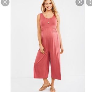 NWT Motherhood Maternity rose cropped jumpsuit